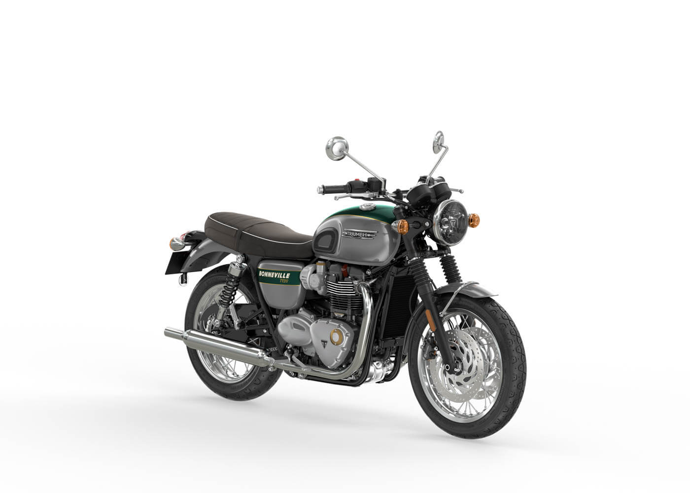 21019 Bonneville T120 Goldline MY22 Silver IceCompetition Green AngleRHS ORIGINAL